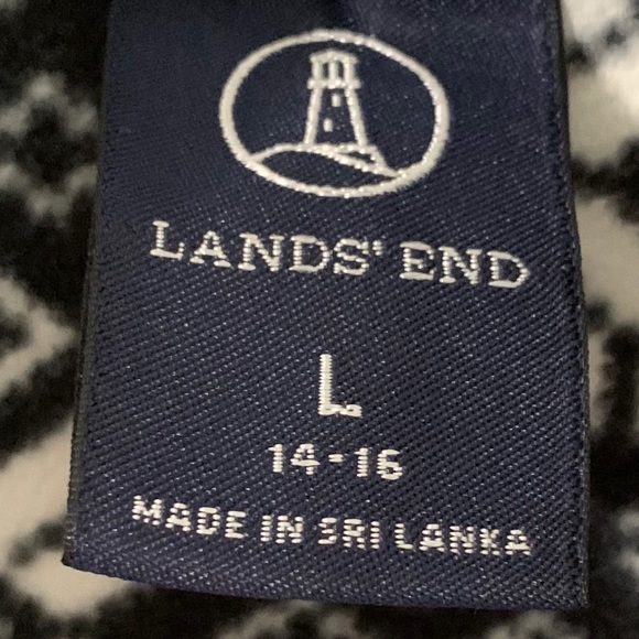 Lands’ End Snowflake Print Quarter Zip Long Sleeve Fleece Jacket Black White Red - Picture 5 of 7